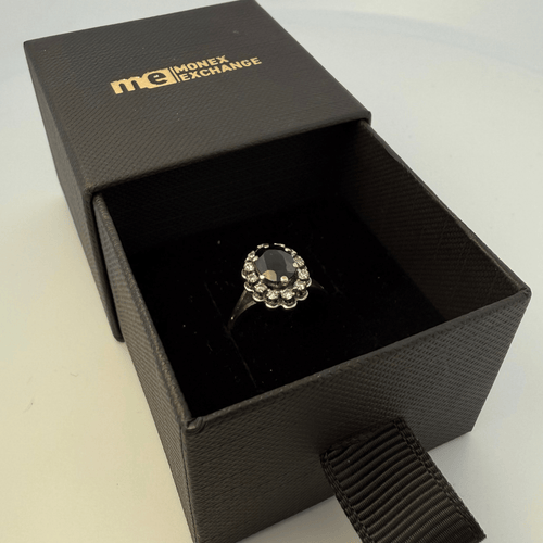 Bague 54 Bague entourage saphir et diamants en or blanc 18 carats 58 Facettes 250153