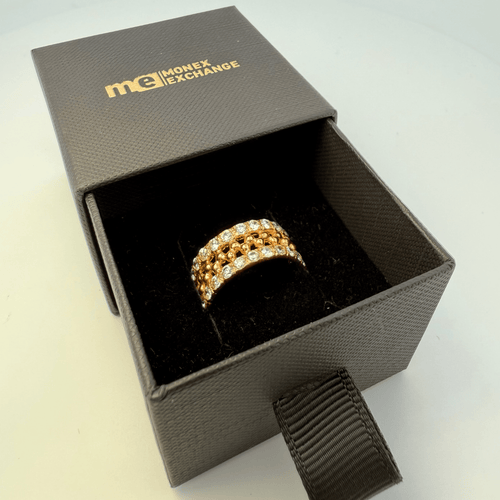 Bague 54.5 Bague pavée de pierres en or jaune 18 carats 4,9 g 58 Facettes 250070
