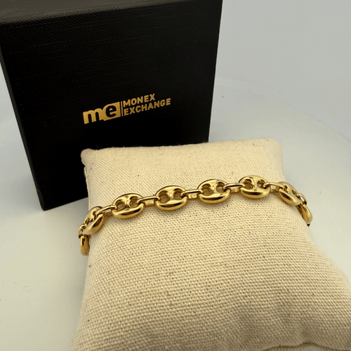 Ensemble collier et bracelet maille grain de café en or jaune 18K 58 Facettes 250061-62