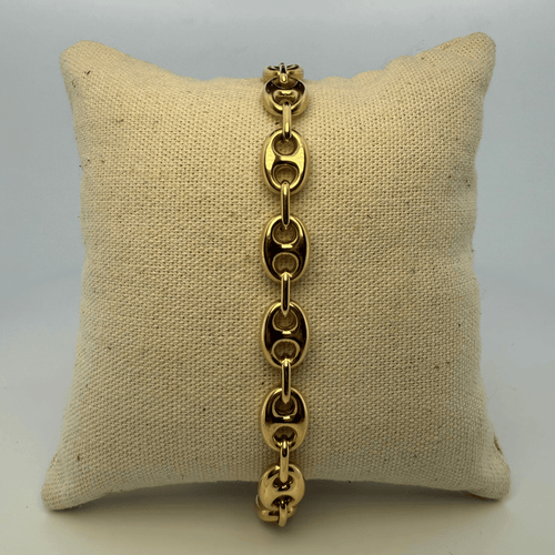 Ensemble collier et bracelet maille grain de café en or jaune 18K 58 Facettes 250061-62