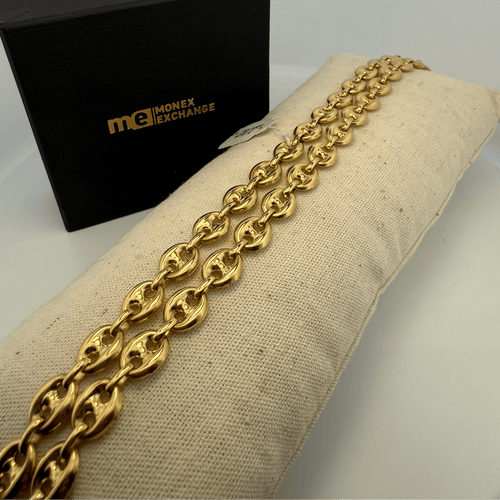 Ensemble collier et bracelet maille grain de café en or jaune 18K 58 Facettes 250061-62