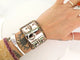 Bracelet Hermès Médor Collier de Chien - Bracelet en cuir de lézard niloticus argenté 58 Facettes 272558