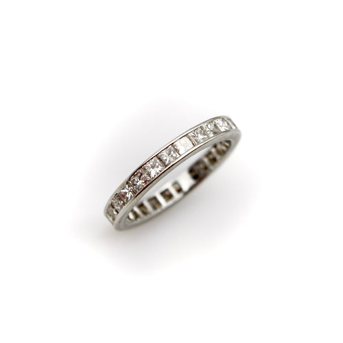 Bague Bague alliance éternité en or 18k et diamants taille princesse 58 Facettes