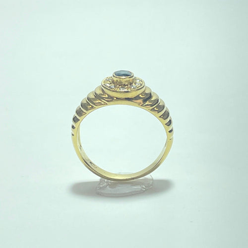 Bague 47 Bague jonc saphir ovale et diamants en or jaune 18K 58 Facettes 250335