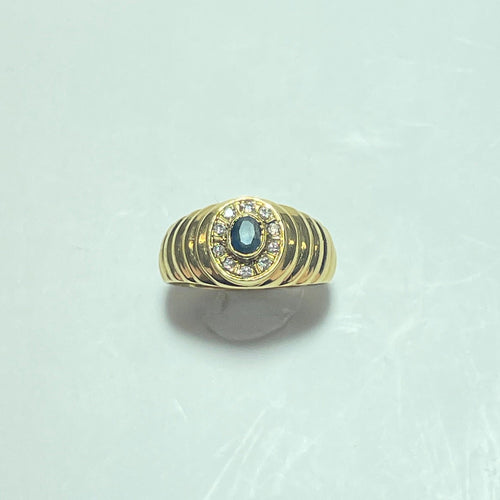 Bague 47 Bague jonc saphir ovale et diamants en or jaune 18K 58 Facettes 250335