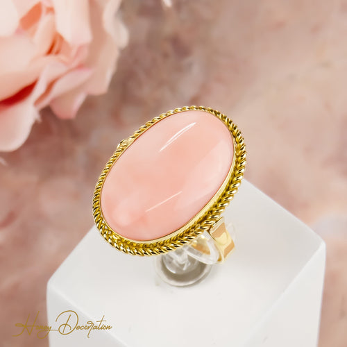 Bague 61 Bague corail cabochon ovale en or jaune 750 58 Facettes 2513