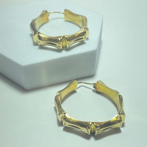 Boucles d'oreilles Boucles d’oreilles bambou en or jaune 18K (9,77 g) 58 Facettes 250329