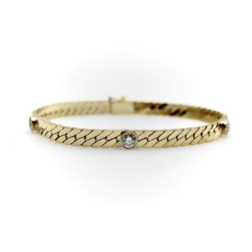 Bracelet Bracelet maille chevrons vintage en or 14K et diamants 58 Facettes A2006O