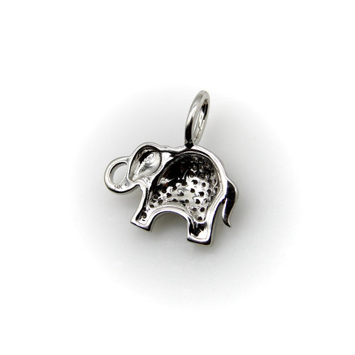 Pendentif Pendentif breloque éléphant en or blanc 14k et diamants pavés 58 Facettes