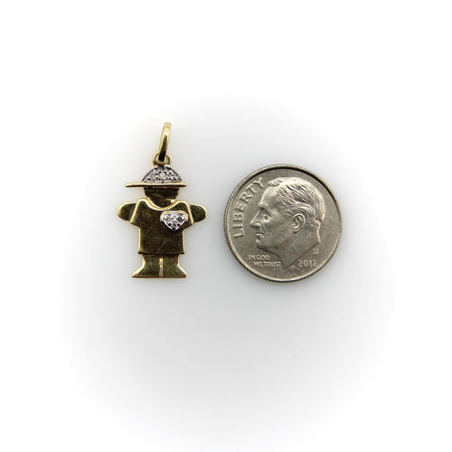 Pendentif Pendentif charme enfant stylisé en or jaune 14k et diamants 58 Facettes