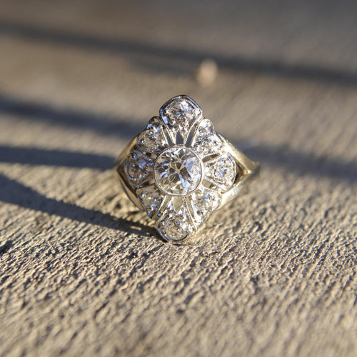 Bague Bague en or blanc 14 carats avec diamants taille ancienne, vers 1910 58 Facettes A1002Z