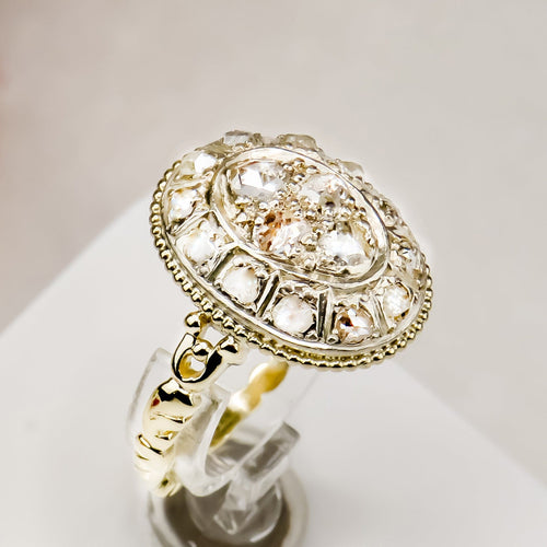 Bague 55 Art déco - Bague diamants en or jaune 585 et platine 58 Facettes 2641