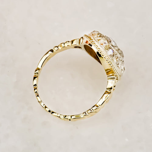 Bague 55 Art déco - Bague diamants en or jaune 585 et platine 58 Facettes 2641