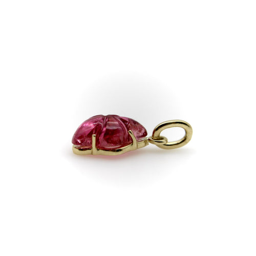 Pendentif Pendentif charm fleur en or jaune 14 carats et tourmaline rose 58 Facettes A2006X