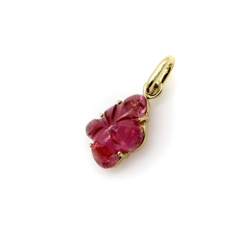 Pendentif Pendentif fleur en or 14 carats et tourmaline rose sculptée 58 Facettes A2006X