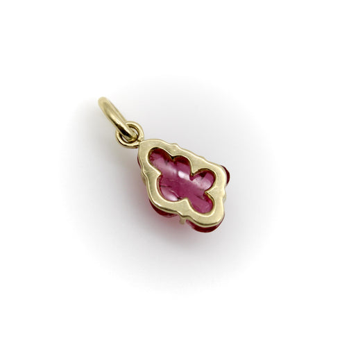 Pendentif Pendentif fleur en or 14 carats et tourmaline rose sculptée 58 Facettes A2006X