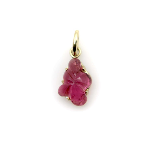 Pendentif Pendentif charm fleur en or jaune 14 carats et tourmaline rose 58 Facettes A2006X