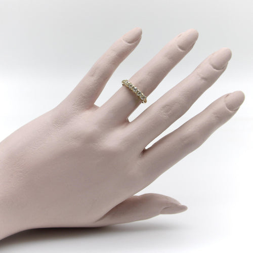 Bague Bague cinq pierres en or jaune 14k et diamants taille ancienne 58 Facettes A10030