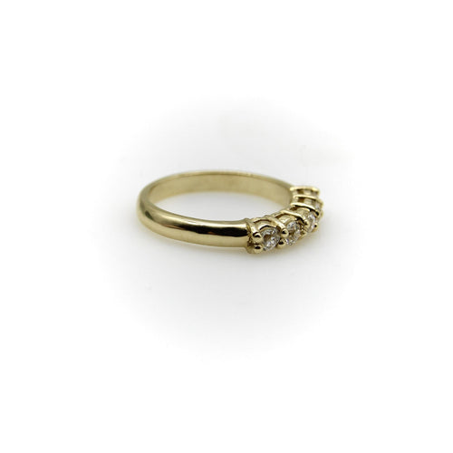 Bague Bague cinq pierres en or jaune 14k et diamants taille ancienne 58 Facettes A10030