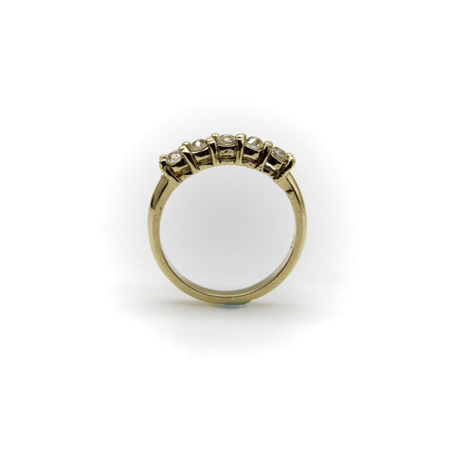 Bague Bague cinq pierres en or jaune 14k et diamants taille ancienne 58 Facettes A10030
