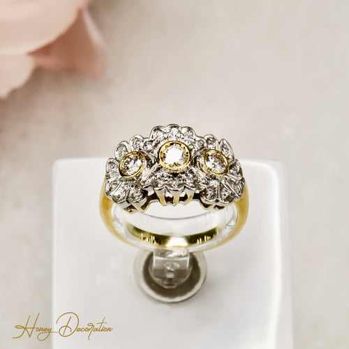 Bague 52.5 Art déco - Bague rétro en or blanc 14 carats et diamants 58 Facettes 2601