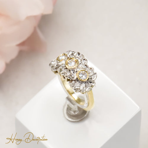 Bague 52.5 Bague Art déco rétro en or blanc 14 carats et diamants 58 Facettes 2601