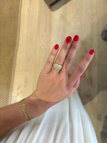 Bague 55 Bague en or jaune 18k avec dégradé de diamants 58 Facettes
