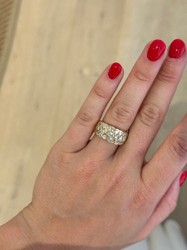 Bague 55 Bague en or jaune 18k avec dégradé de diamants 58 Facettes