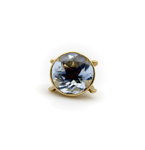 Pendentif Fob vintage - Pendentif en or jaune 14k avec pâte de verre bleue 58 Facettes A10033