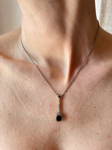 Collier Pendentif collier - Saphir coussin 3 ct et diamants en or 18k 58 Facettes