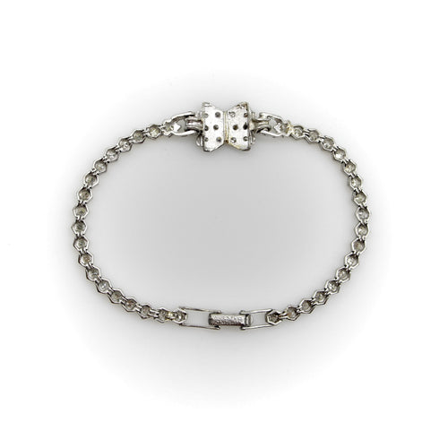 Bracelet Art déco - Bracelet ligne fleur en platine et diamants 58 Facettes A20072