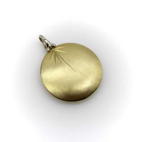 Pendentif Pendentif disque en or jaune et blanc 18k avec diamants 58 Facettes A2000I