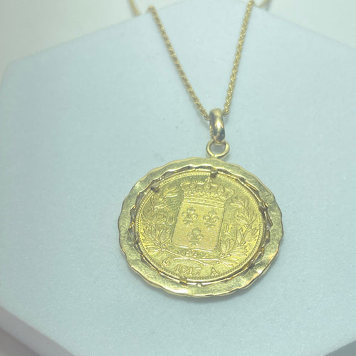 Pendentif Pendentif pièce 20 francs Louis XVIII en or 18 carats 58 Facettes 250362