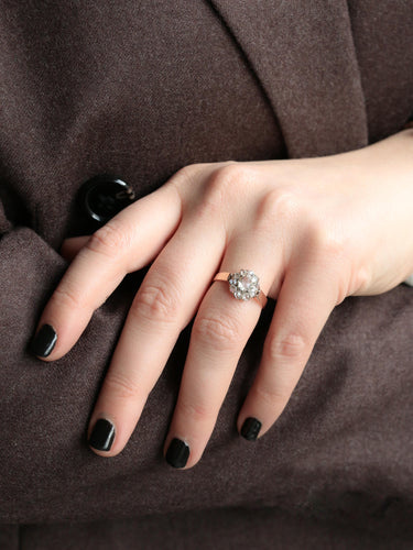 Bague 58 Bague marguerite en or rose 18k avec diamants taille rose 0,70 ct 58 Facettes 1090.4
