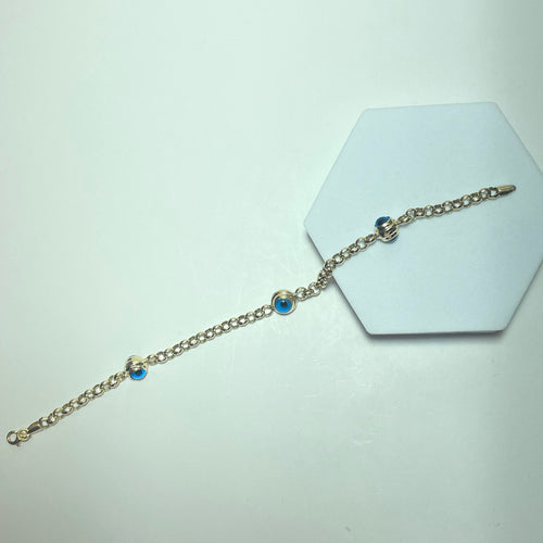Bracelet Bracelet à motifs œil bleu en or jaune 14 carats 6,73 g 58 Facettes 250363