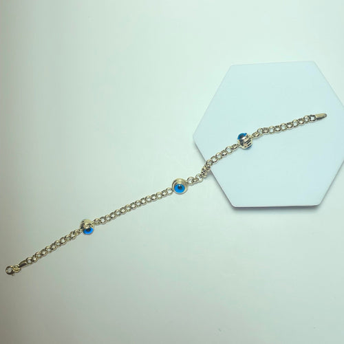 Bracelet Bracelet à motifs œil bleu en or jaune 14 carats 6,73 g 58 Facettes 250363
