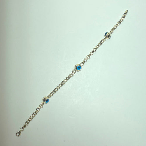 Bracelet Bracelet à motifs œil bleu en or jaune 14 carats 6,73 g 58 Facettes 250363