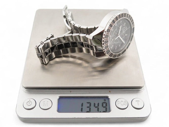 Montre Christian Dior Cristal - Montre chronographe en acier palladié sertie de diamants 58 Facettes 270228
