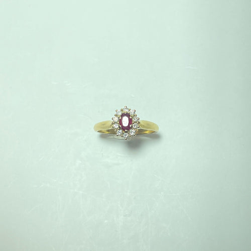Bague 60 Bague marguerite rubis et diamants en or jaune 18 carats 58 Facettes 250390