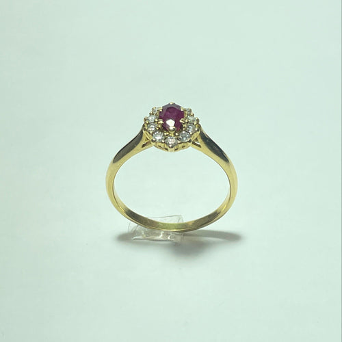 Bague 60 Bague marguerite rubis et diamants en or jaune 18 carats 58 Facettes 250390