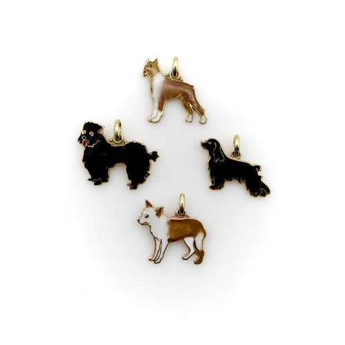 Pendentif Pendentif vintage - Charm boxer en or jaune 14K émaillé 58 Facettes