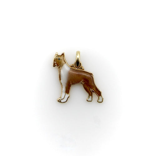 Pendentif Pendentif vintage - Charm boxer en or jaune 14K émaillé 58 Facettes