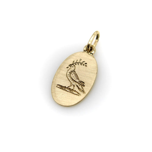 Pendentif Pendentif signature oiseau de paix gravé à la main en or 14 carats 58 Facettes A2001C