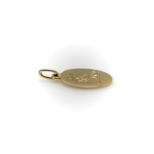 Pendentif Pendentif signature oiseau de paix gravé à la main en or 14 carats 58 Facettes A2001C