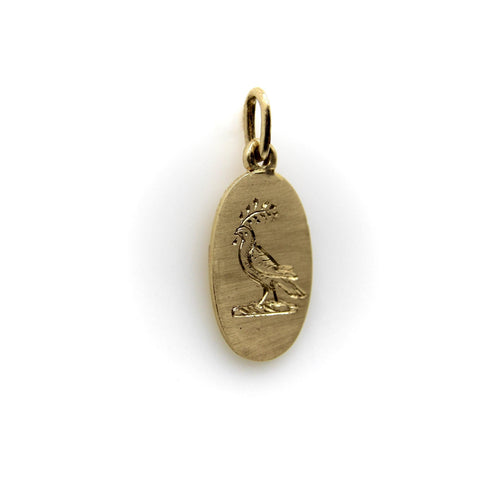 Pendentif Pendentif signature oiseau de paix gravé à la main en or 14 carats 58 Facettes A2001C