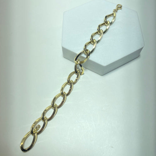 Bracelet Bracelet maille ovale large en or jaune 14 carats 7,80 g 58 Facettes 260006