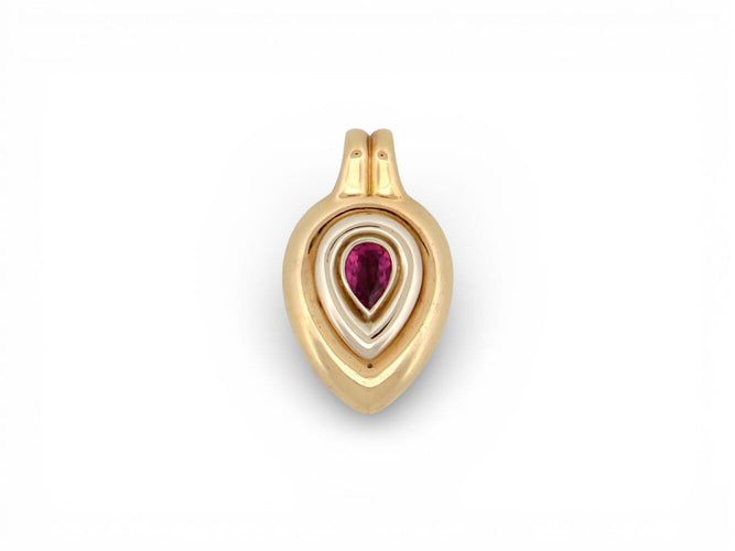 Pendentif Poiray - Pendentif vintage en or jaune 18k et pierre rose 58 Facettes 272210