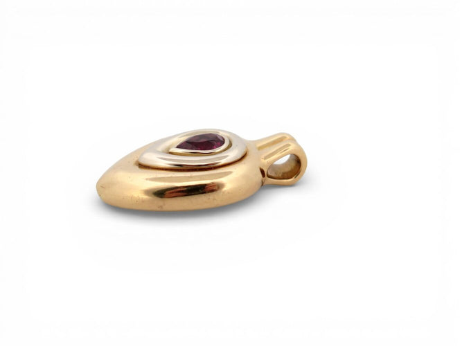 Pendentif Poiray - Pendentif vintage en or jaune 18k et pierre rose 58 Facettes 272210