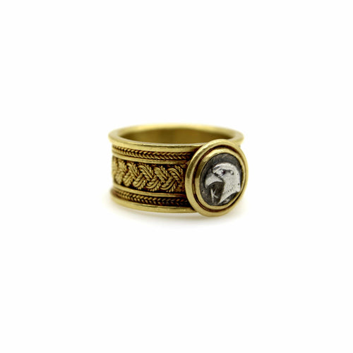 Bague Bague vintage en or 22k à filigrane avec pièce ancienne en argent 58 Facettes A2001F