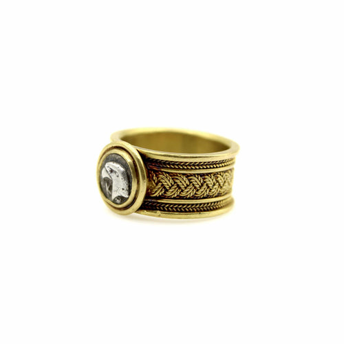 Bague Bague vintage en or 22k à filigrane avec pièce ancienne en argent 58 Facettes A2001F